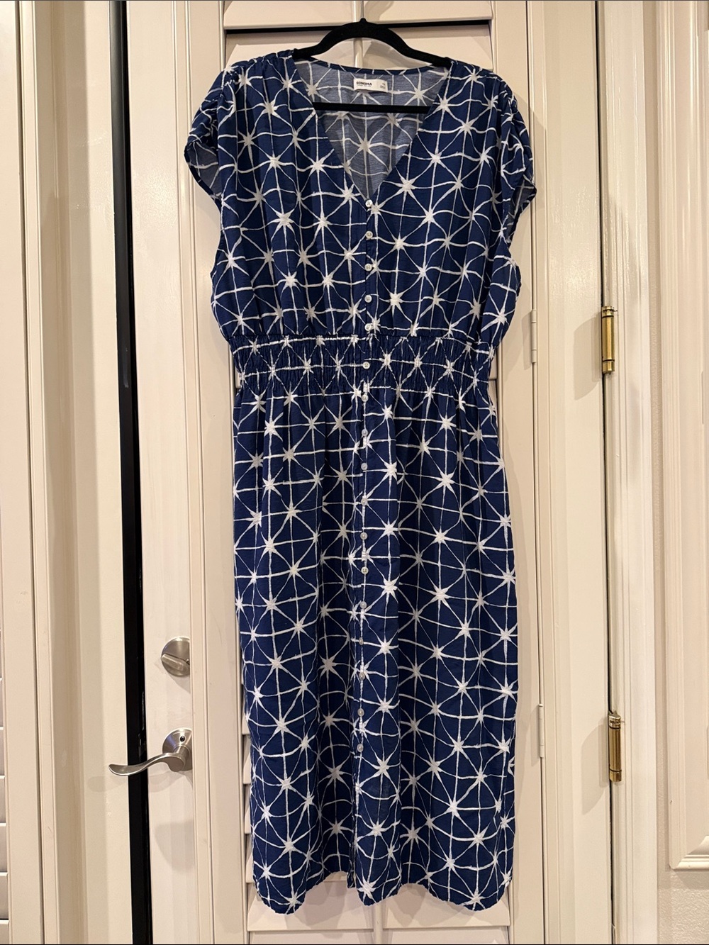 Sonoma Navy Blue Geometric Midi Dress